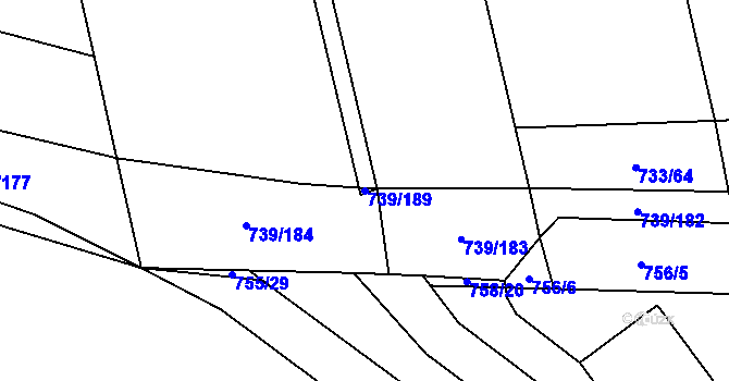 Parcela st. 739/189 v KÚ Šumvald, Katastrální mapa