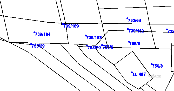 Parcela st. 758/20 v KÚ Šumvald, Katastrální mapa