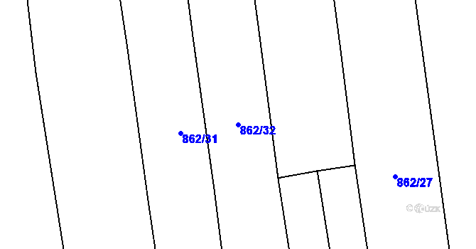 Parcela st. 862/32 v KÚ Šumvald, Katastrální mapa