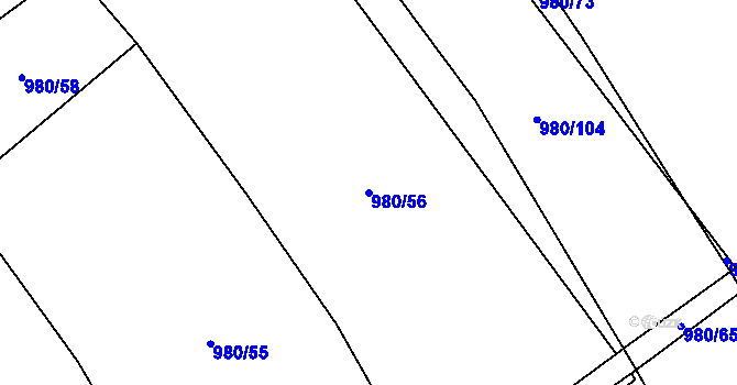 Parcela st. 980/56 v KÚ Šumvald, Katastrální mapa