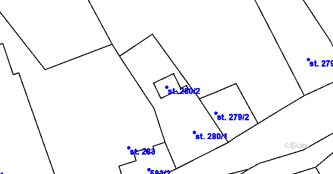 Parcela st. 280/2 v KÚ Šumvald, Katastrální mapa