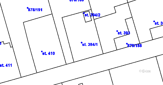 Parcela st. 394/1 v KÚ Šumvald, Katastrální mapa