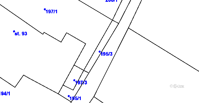Parcela st. 195/3 v KÚ Šumvald, Katastrální mapa