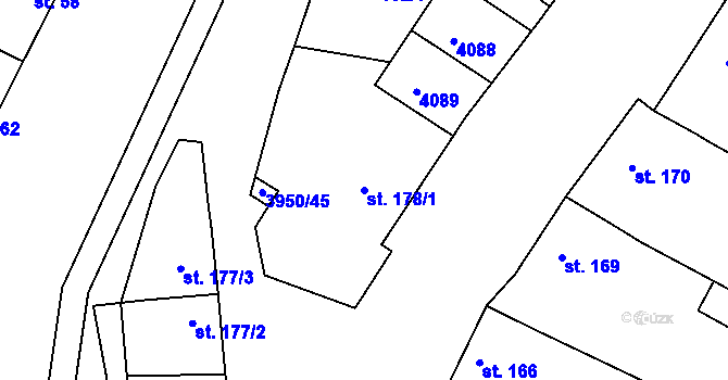 Parcela st. 178/1 v KÚ Švábenice, Katastrální mapa