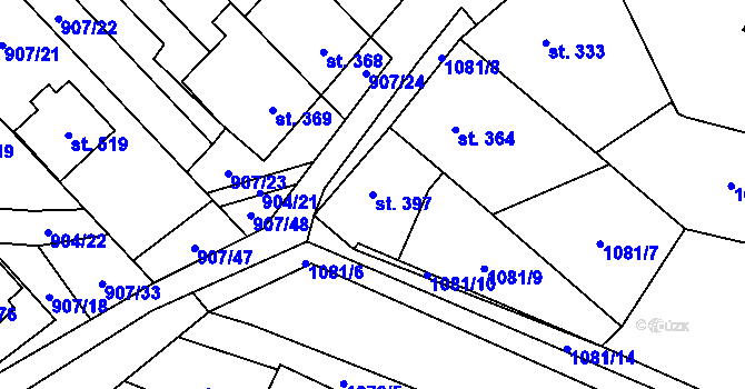 Parcela st. 397 v KÚ Švábenice, Katastrální mapa
