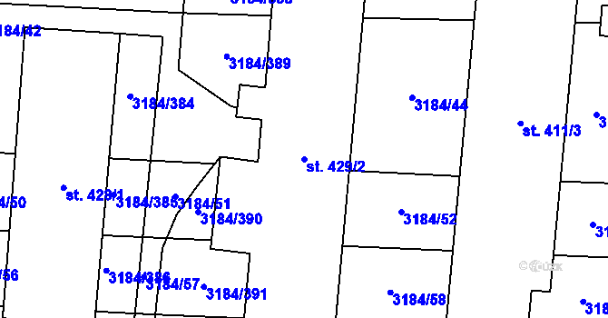 Parcela st. 429/2 v KÚ Švábenice, Katastrální mapa
