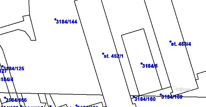 Parcela st. 452/1 v KÚ Švábenice, Katastrální mapa