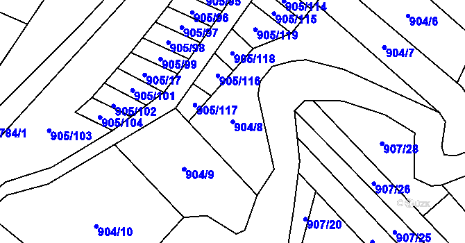 Parcela st. 904/8 v KÚ Švábenice, Katastrální mapa