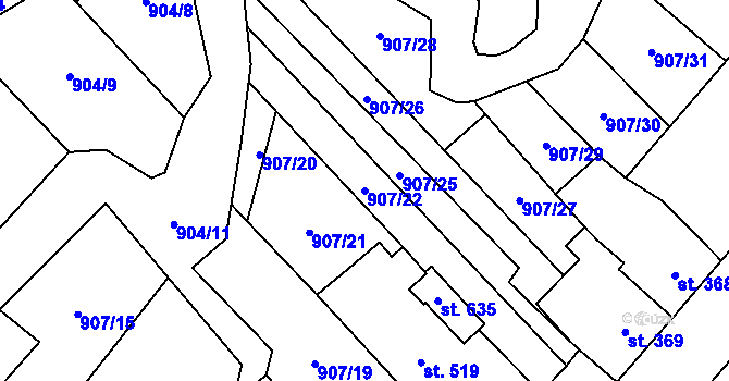 Parcela st. 907/22 v KÚ Švábenice, Katastrální mapa