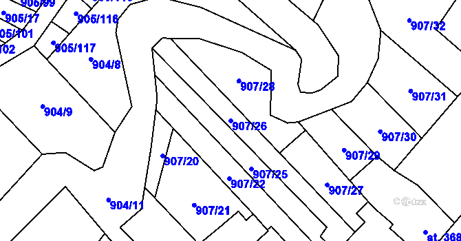 Parcela st. 907/26 v KÚ Švábenice, Katastrální mapa