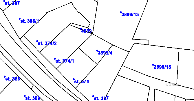 Parcela st. 3899/4 v KÚ Švábenice, Katastrální mapa