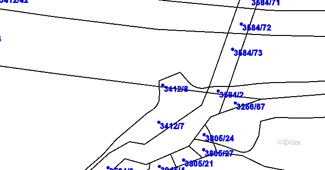 Parcela st. 3412/8 v KÚ Švábenice, Katastrální mapa