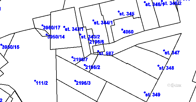 Parcela st. 587 v KÚ Švábenice, Katastrální mapa