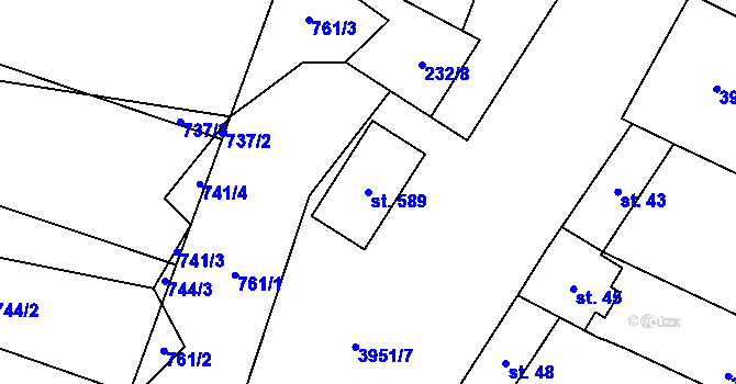 Parcela st. 589 v KÚ Švábenice, Katastrální mapa