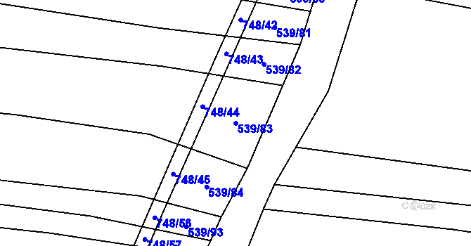 Parcela st. 539/83 v KÚ Švábenice, Katastrální mapa
