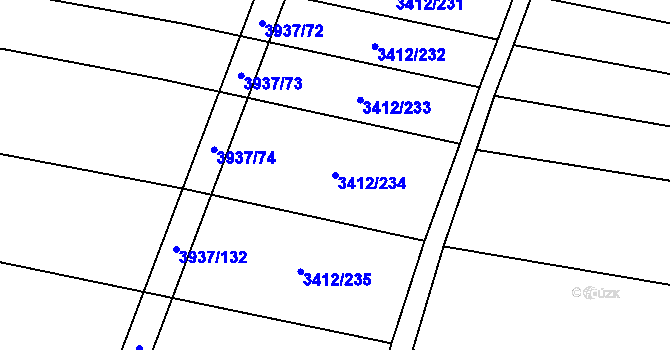 Parcela st. 3412/234 v KÚ Švábenice, Katastrální mapa
