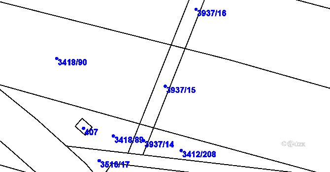 Parcela st. 3937/15 v KÚ Švábenice, Katastrální mapa