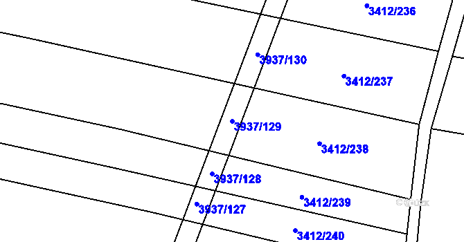 Parcela st. 3937/129 v KÚ Švábenice, Katastrální mapa