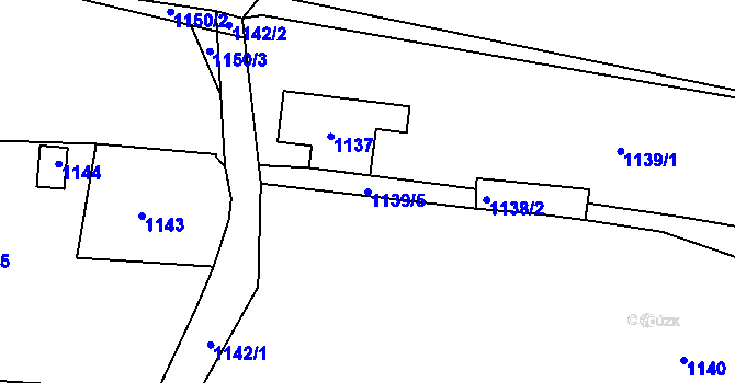 Parcela st. 1139/5 v KÚ Motyčín, Katastrální mapa