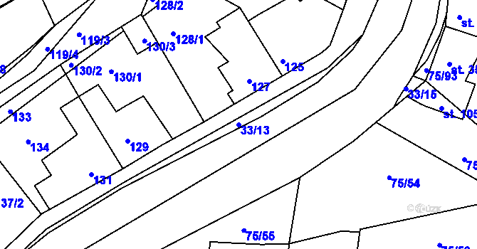 Parcela st. 33/13 v KÚ Motyčín, Katastrální mapa