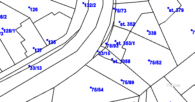 Parcela st. 33/15 v KÚ Motyčín, Katastrální mapa