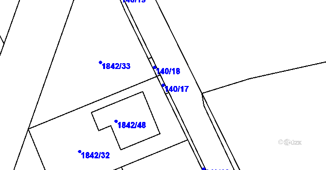 Parcela st. 140/17 v KÚ Motyčín, Katastrální mapa