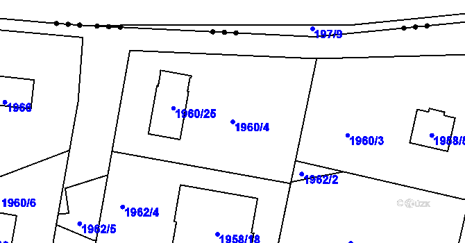Parcela st. 1960/4 v KÚ Motyčín, Katastrální mapa