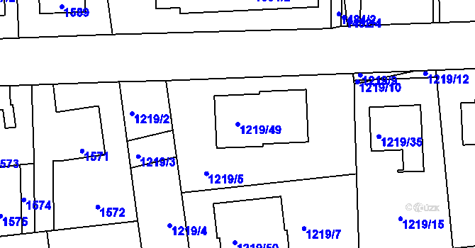 Parcela st. 1219/49 v KÚ Motyčín, Katastrální mapa