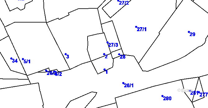 Parcela st. 2 v KÚ Motyčín, Katastrální mapa
