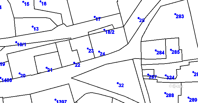 Parcela st. 24 v KÚ Motyčín, Katastrální mapa