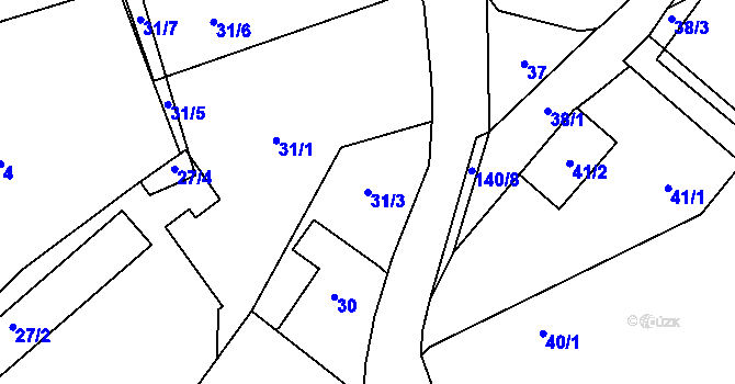 Parcela st. 31/3 v KÚ Motyčín, Katastrální mapa