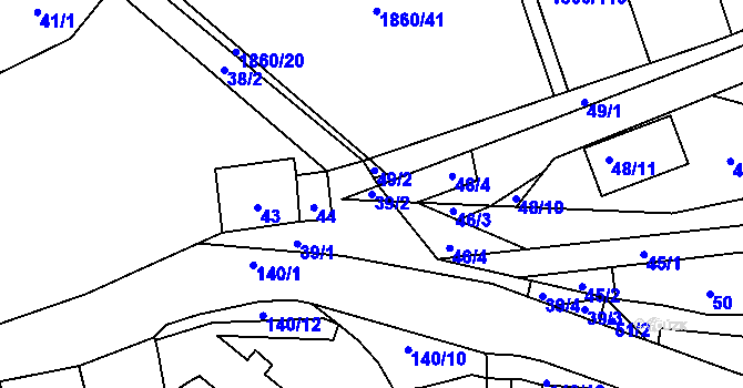 Parcela st. 39/2 v KÚ Motyčín, Katastrální mapa