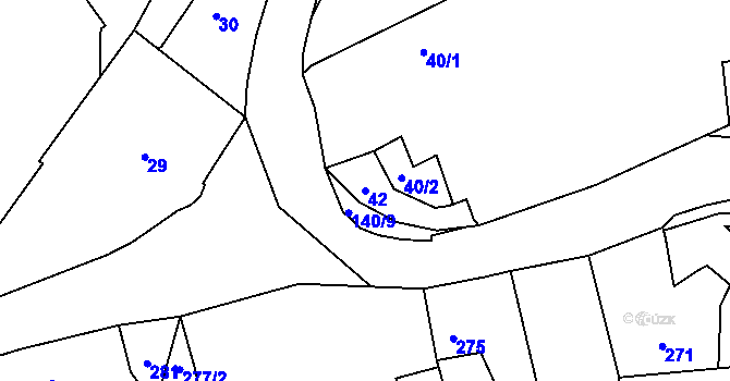 Parcela st. 42 v KÚ Motyčín, Katastrální mapa
