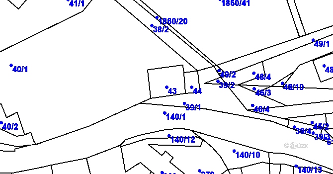 Parcela st. 43 v KÚ Motyčín, Katastrální mapa