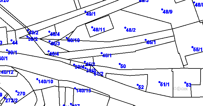 Parcela st. 45/1 v KÚ Motyčín, Katastrální mapa