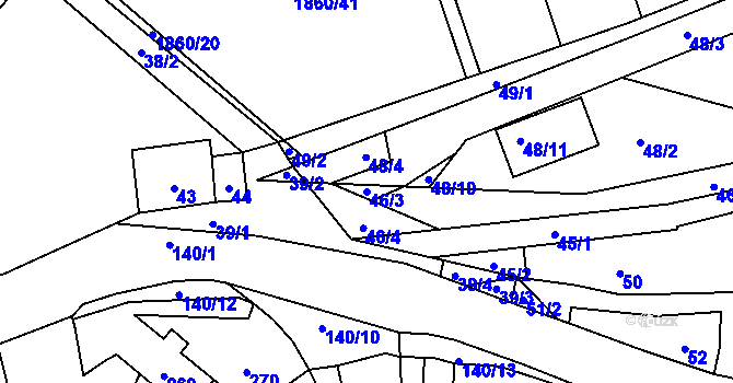 Parcela st. 46/3 v KÚ Motyčín, Katastrální mapa
