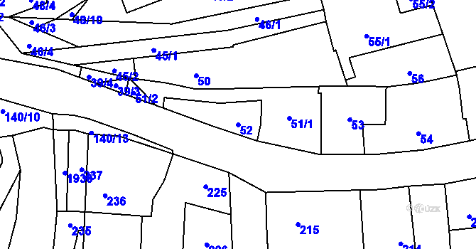 Parcela st. 52 v KÚ Motyčín, Katastrální mapa