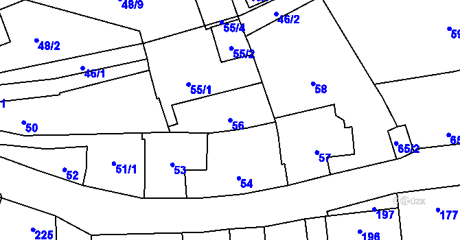 Parcela st. 56 v KÚ Motyčín, Katastrální mapa