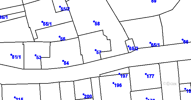 Parcela st. 57 v KÚ Motyčín, Katastrální mapa
