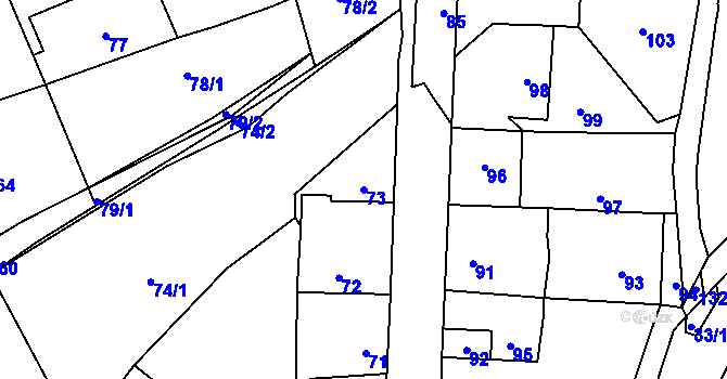 Parcela st. 73 v KÚ Motyčín, Katastrální mapa