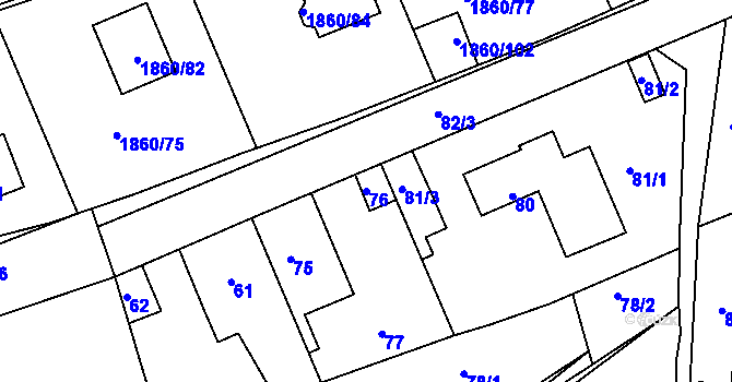 Parcela st. 76 v KÚ Motyčín, Katastrální mapa