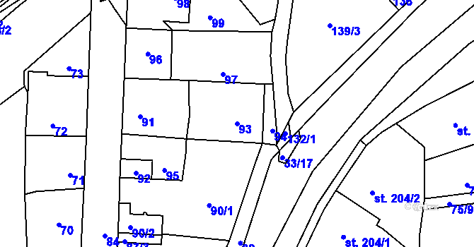 Parcela st. 93 v KÚ Motyčín, Katastrální mapa