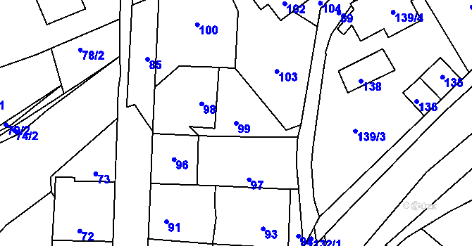 Parcela st. 99 v KÚ Motyčín, Katastrální mapa