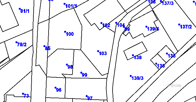Parcela st. 103 v KÚ Motyčín, Katastrální mapa