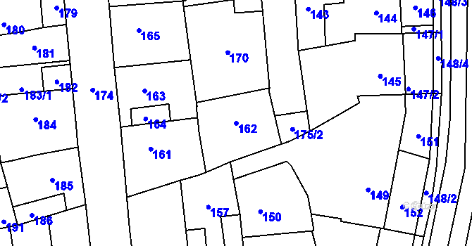 Parcela st. 162 v KÚ Motyčín, Katastrální mapa