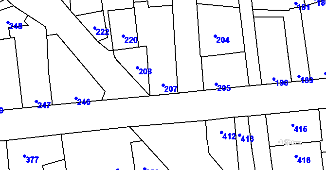 Parcela st. 207 v KÚ Motyčín, Katastrální mapa