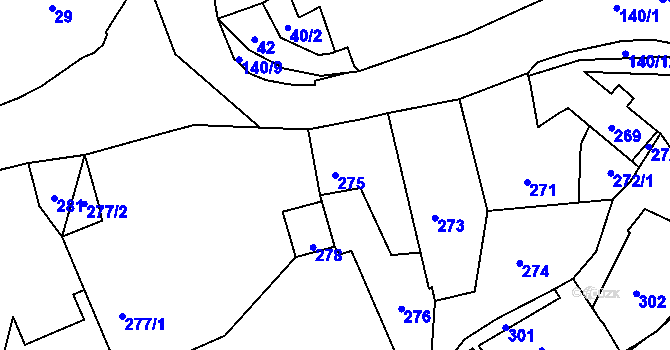 Parcela st. 275 v KÚ Motyčín, Katastrální mapa