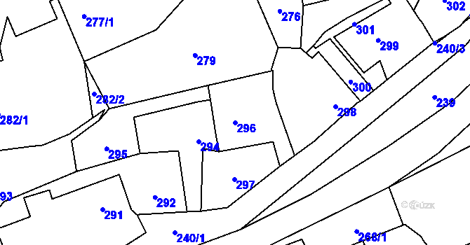 Parcela st. 296 v KÚ Motyčín, Katastrální mapa