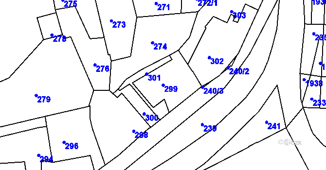 Parcela st. 299 v KÚ Motyčín, Katastrální mapa