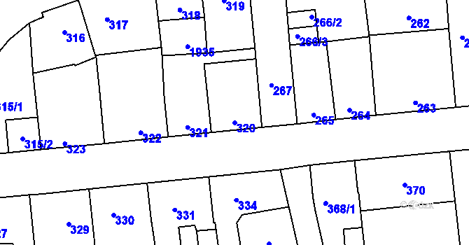 Parcela st. 320 v KÚ Motyčín, Katastrální mapa
